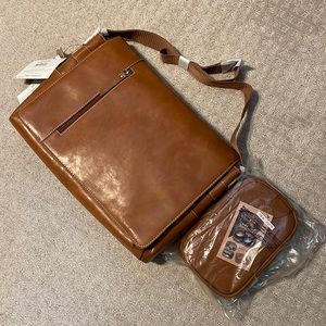 NWT Genuine Leather Messenger bag and gadget case